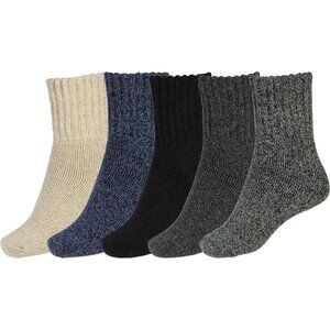 BenSorts Women 5 Packs Gray Beige Blue Green Black Winter Thick Warm Boots Socks